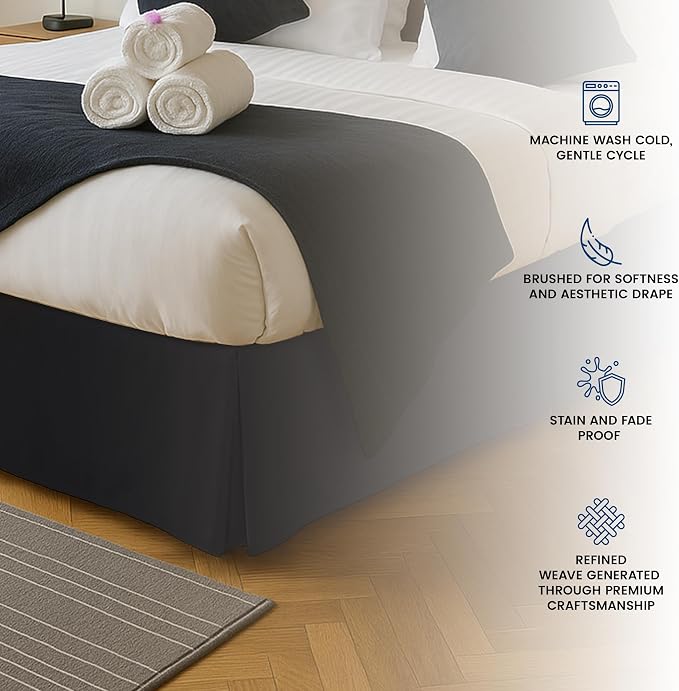 Full Bed Skirt, Hides Under-Bed Storage 16 Inch Drop, Pleated, White - Image 5
