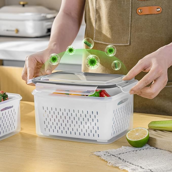 Freshmage Fruit Storage Containers for Fridge with Removable Colander 4 PCS - Image 8