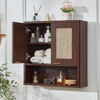 LEYAOYAO Rattan Bathroom Wall Storage Cabinet, Boho Medicine Cabinet - Image 9