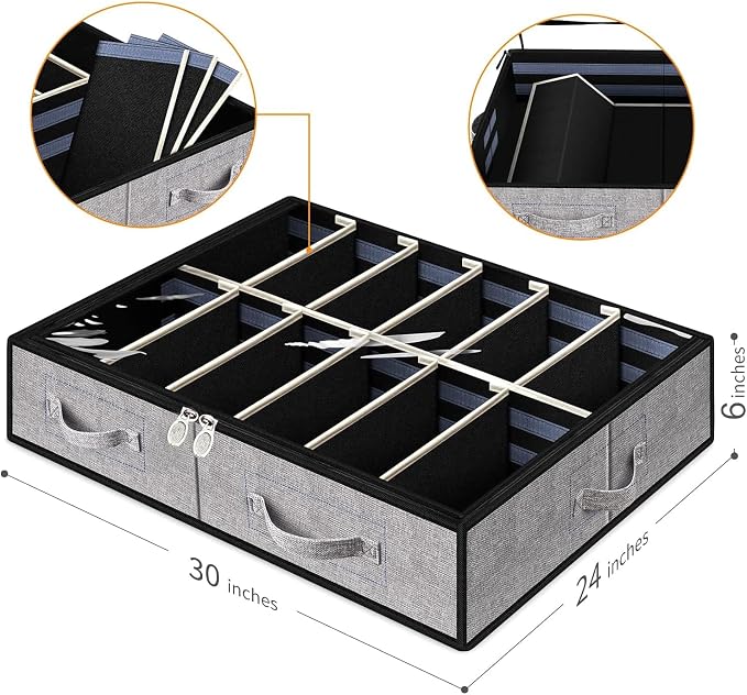 Set of 2, Under Bed Shoe Storage Organizer, Light Grey - Image 4