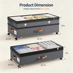 Yecaye 90L Under Bed Storage with Wheels, Height Adjustable, 2 Pack, Grey - Image 2