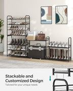 SONGMICS 4-Tier Stackable Metal Shoe Rack, Holds Up to 16 Pairs of Shoes | Shoe Organizer for Closet, Entryway, and Small Spaces, with Adjustable Slanted Shelves, Black, DAVIAN Collection ULMR067B01 - Image 2