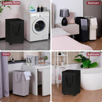 efluky Slim Laundry Hamper with Wheels, Rolling Laundry Basket for Clothes, Small Laundry Basket for Bedroom, Dorm and Laundry Room, 90L (19.8 Gallons) Black - Image 6