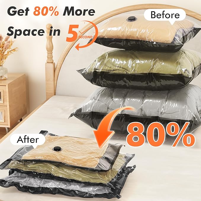 GONGSHI Vacuum Seal Bags for Clothing Travel & Home Storage, Travel Vacuum Bags with Pump,Space Saver for Blankets, Comforters, Pillows, Clothes,30 Combo - Image 3