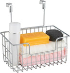JUNCHU CHERRY Wire Hanging Storage Basket 2 Packs, Wall Mounted Kitchen Bathroom Storage Basket, Multi-Functional, No Punching, Strong Bearing, Chrome - Image 8