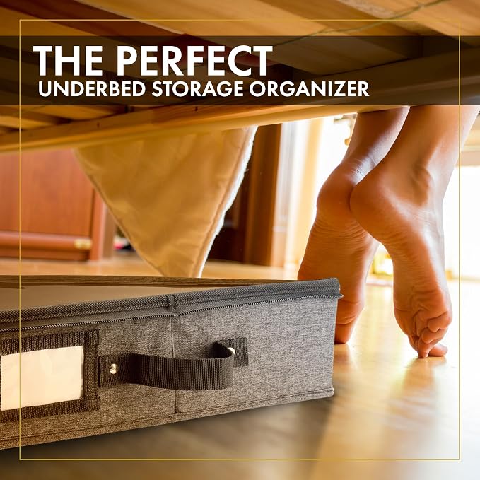HOMELUX THEORY Under Bed Storage, Low Profile 2pc with Lid, Dark Gray | Slim fit for low-clearance beds & couches, Fits seasonal clothes, blankets & shoes, Bins with lids, Space-saving storage - Image 9