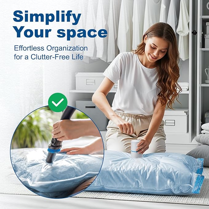 HOUSE DAY 22 Pack Vacuum Seal Bags For Clothing Travel, Vacuum Bags With Electric Pump, Vacuum Sealer Bag for Clothes, Comforters, Blankets, Pillows, Moving (4XL/4L/4M/4S/2S Roll/2XS Roll/2XXS Roll) - Image 6