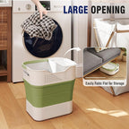 TECHMILLY Collapsible Plastic Laundry Basket Hamper with Handles, 35L Portable Rubber Clothes Basket, Pop Up Storage Container/Organizer with Hanging basket for Washing & Storage, Green - Image 3