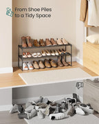 SONGMICS Shoe Rack, 2-Tier Shoe Organizer, Metal Storage Shelf | for Entryway, Upright or Upside Down, for 12-15 Pairs, Stackable, 11.8 x 36.2 x 14 Inches, Black ULSA12BK - Image 9