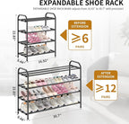 Hleelomi 4-Tier Metal Expandable Shoe Rack for Closet and Entryway, Black - Image 2