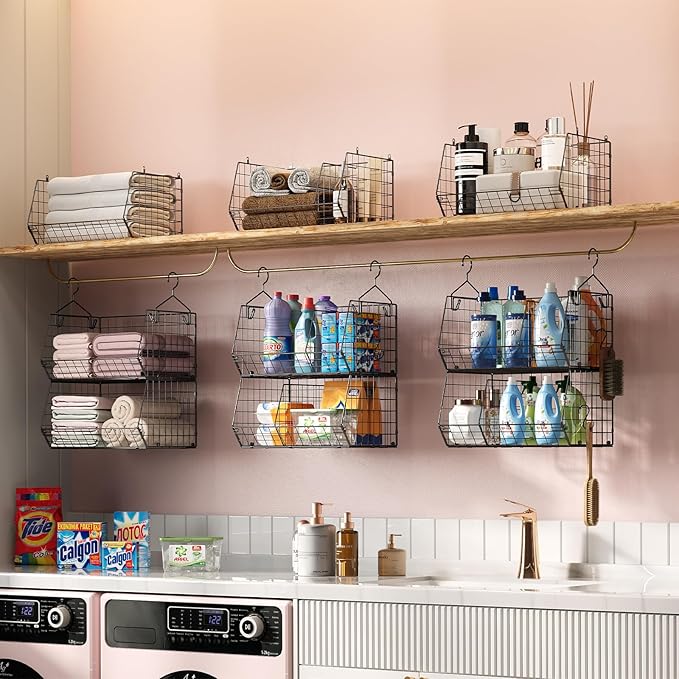 5 Tier Extra Large Closet Hanging Organizer with 5 Dividers,16.5"L x 11.8"W x 51.4"H Closet Organizers and Storage with 5 S Hooks,Clothes Organizer for Sweaters Clutches Handbags Hats Accessories - Image 4