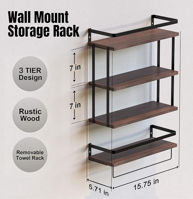RICHER HOUSE Floating Shelves Bathroom, Wall Mounted Shelf Over Toilet - Image 2