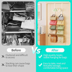 HapiRm Over the Door Purse Organizer - Wall Mounted Purse Rack with 10 Hooks and Metal Basket, Hanging Handbag Organizer Holds up to 10 Bags, Bag Rack Can Use As 1/2 Part, for Door, Closet (White) - Image 5