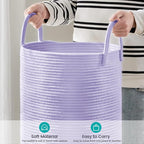 YOUDENOVA Cotton Rope Laundry Hamper Basket, 58L Blanket Basket for Nursery - Image 4