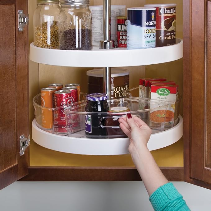 iDesign Plastic Lazy Susan Cabinet Storage Bin, 1/4 Wedge Container for Kitchen, Pantry, Counter, BPA-Free, 12.5 in x 6.75in x 4in Set of 4, Clear - Image 3