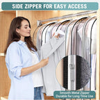 Liuoud Clear Garment Bags for Hanging Clothes 10” Gusseted, 6 Pack, 40”&50” | Suit Bags for Closet Storage with Large Metal Zipper, Breathable odorless Hanging Plastic Clothes Cover for Coat Dress Fur - Image 3