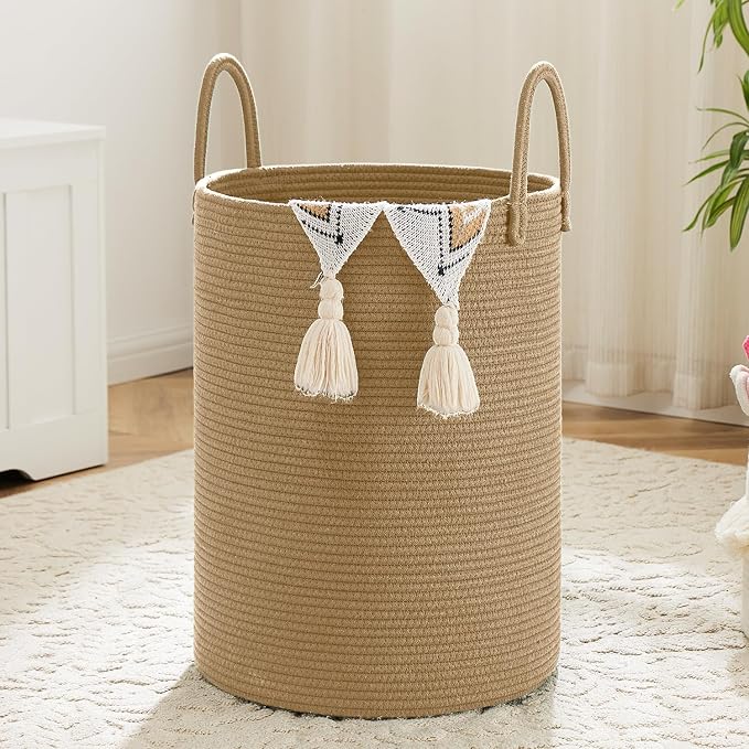 Artfeel Laundry Basket,Woven Cotton Rope Laundry Hamper,80L for Decorative Storage of Dirty Clothes,Toys and Blankets in Bathroom,Baby Room and Living Room by Artfeel