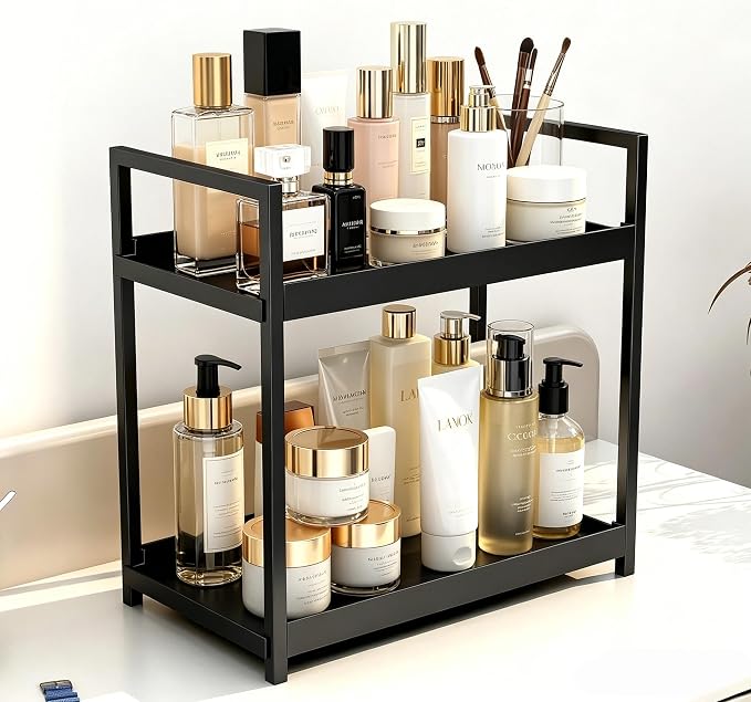 Bathroom Counter Organizer, 2 Tier Black Counter Shelf - Image 4