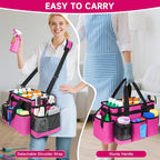 Cleaning Caddy Bag, Cleaning Supplies Organizer for Housekeepers, Housekeeping Caddy with Handle and Detachable Padded Cushion, Pink - Image 5