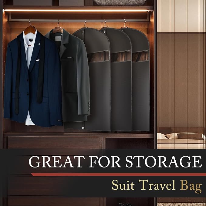 Hleelomi 10 Pack 40-in Garment Bag for Hanging Clothes Black Suit Bag - Image 7