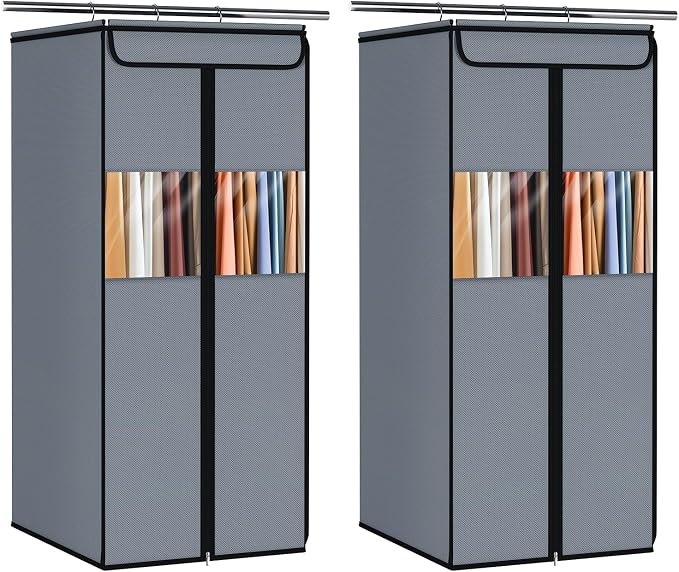Zilink Suit Bags for Closet Storage Hanging Garment Bag 40 in, Grey, 2 Pack by Zilink