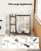 VEVOR Broom Holder with Cleaning Supplies Organizer, Garage Storage Metal - Image 5