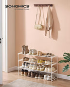 SONGMICS Shoe Rack, 3-Tier Shoe Organizer, Metal Storage Shelf | for Entryway, Upright or Upside Down, for 16-20 Pairs, Stackable, 11.8 x 36.2 x 21.7 Inches, Pearl White ULSA303W03 - Image 2