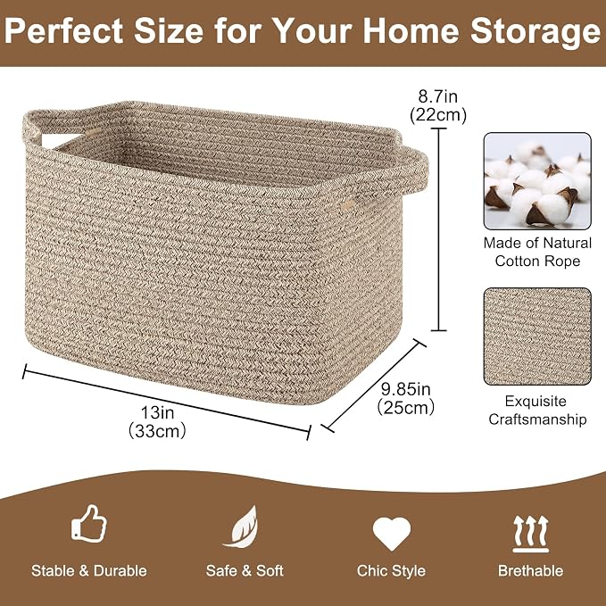 OIASKET Storage Basket for Organizing 3 Pack, Woven Baskets for Storage - Image 2