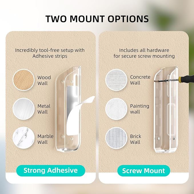 ELETIUO Wall-Mounted Scale Holder with Adhesive &Screws -Fits Most Digital Scales (Up to 1.2"/30mm Thick),Anti-Slip Silicone Pads,Space-Saving Bathroom/Bedroom Organizer-Easy to Install, Clear - Image 3