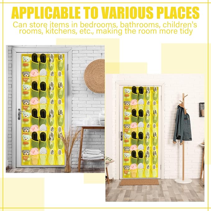 Windyun 1 Pcs 40 Pocket Over the Door Shoe Organizer Hang,Yellow - Image 6