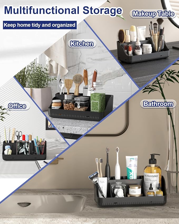 Bathroom Counter Organizer and Storage, 7 Slots Detachable Toothbrush Holders for Bathrooms, Anti-Slip Electric Toothbrush and Toothpaste Holder Countertop Vanity Organizer Accessories for Adults Kids - Image 5