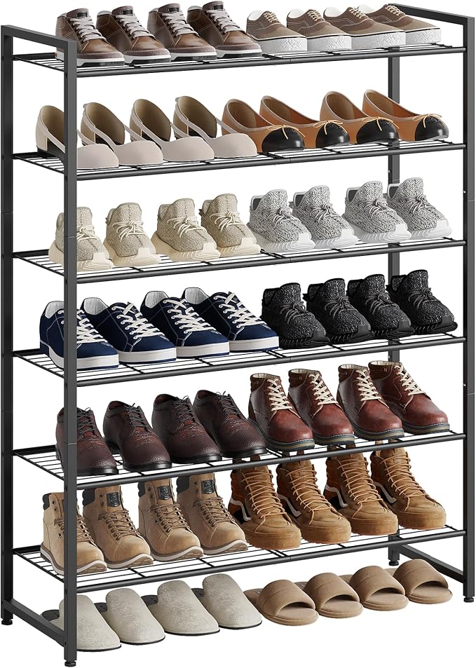 Nunsino Shoe Rack, Metal Shoe Organizer, 6 Tier Garage Shoe Rack Max Holds 30 Pairs,Shoe Storage Shelf for Closet,Entryway, Black by Nunsino
