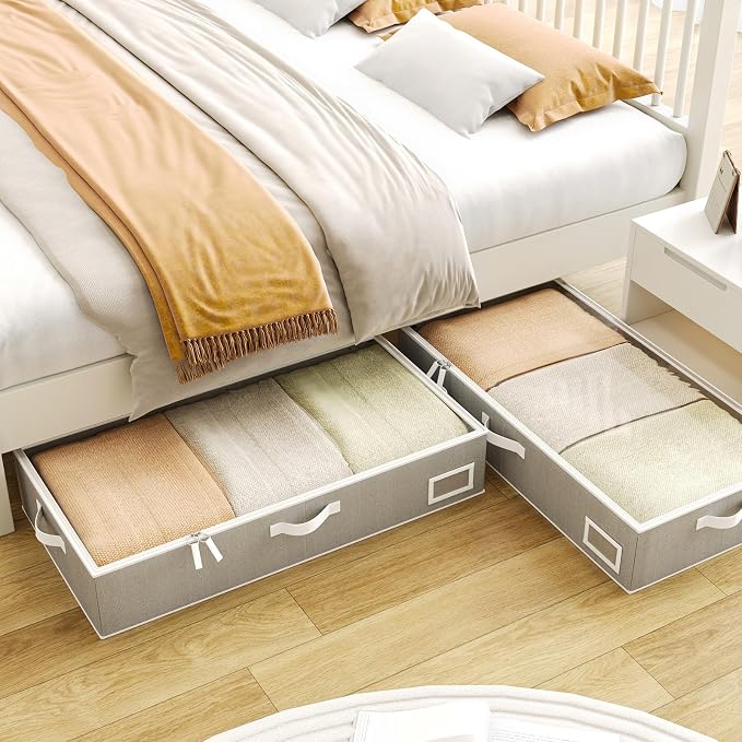 Under Bed Storage, Under Bed Storage Containers Bins for Clothes, Large Linen Underbed Closet Organization Bins, 2 Pack Collapsible Underbed Bin Dorm for Clothes, Sweater, Gray - Image 6