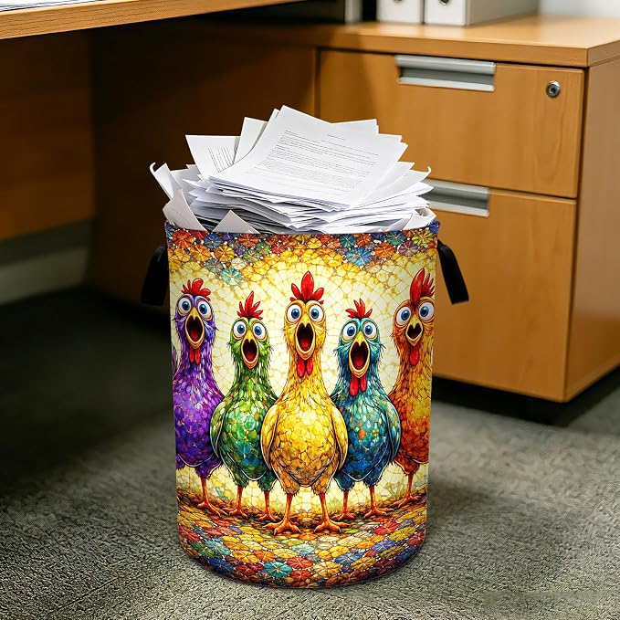 Rooster Laundry Basket Foldable Laundry Hamper With Handles Clothes Storage Bucket Organizer Laundry Bag For Bedroom Bathroom Laundry Storage 19.6 x 15.7 - Image 7