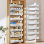Pantry Door Organizers and Storage,8-Tier Large Wide Metal Heavy-Duty Frame Over the Door Spice Rack, 2 in 1 Wall-Mounted or Hanging shelf for Kitchen, Bathroom, Laundry Room, Bedroom, Closet &Nursery by DAOTENGQL