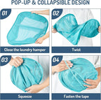 Seiritex Mesh Popup Laundry Hamper 2 Compartment, Collapsible Laundry Sorter Basket Foldable Hamper for Clothes, College Dorm, Travel (Turquoise Blue) - Image 4