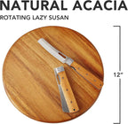 Acacia Wood Lazy Susan Wood Turntable Tray Cabinet Organizer, 12" - Image 2