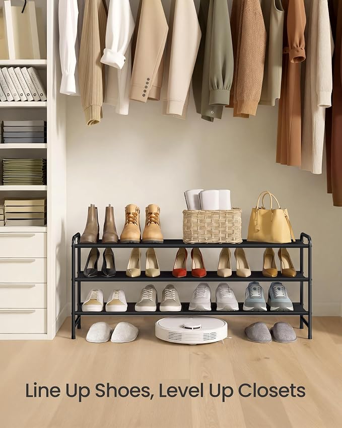SONGMICS Long Shoe Rack, 3-Tier Shoe Organizer, Holds up to 20 Pairs - Image 7