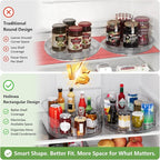 Lazy Susan Organizer for Refrigerator, 13" x 8.5" Clear Rectangular Fridge Organizer Turntable for Condiments, Spice Racks Organizer for Cabinet, Pantry & Kitchen Countertop(1 Piece) - Image 2