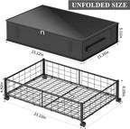 Hleelomi Under Bed Storage with Wheels and Storage Bag, 360° Rolling Under Bed Metal Drawers for Clothes, Blankets, Books and Shoes,Black， 2pack - Image 2