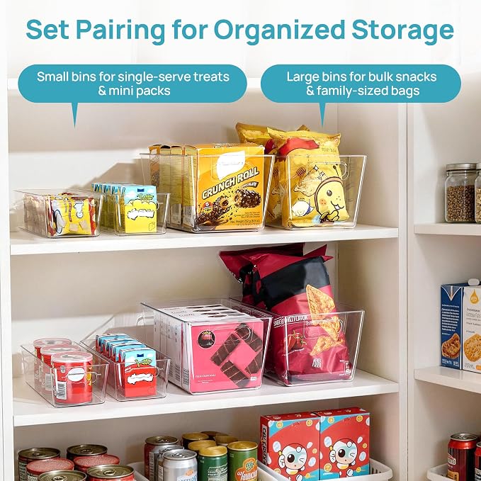Vtopmart 8 Pack Clear Storage Bins Set for Pantry Organizer - Image 3