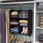 ClosetMaid 6-Shelf Fabric Hanging Closet Organizer with Garment Rod for Shirts, Sweaters, Pants, Hats, Shoes, Purses with Charcoal Black Finish - Image 3