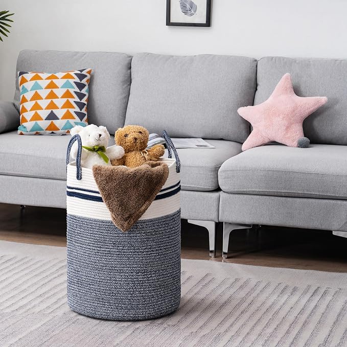 YOUDENOVA Cotton Rope Laundry Hamper Basket, 72L Blanket Basket for Nursery - Image 6