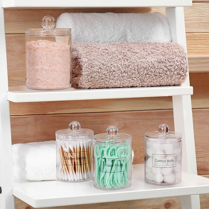 3 Pack Acrylic Qtip Holder Dispenser for Cotton Swabs, Balls, Floss Picks - Image 6
