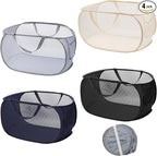 4Pcs Mesh Laundry Basket Foldable Pop Up Hampers for Laundry Room and Storage, Horizontal Version by acDesign