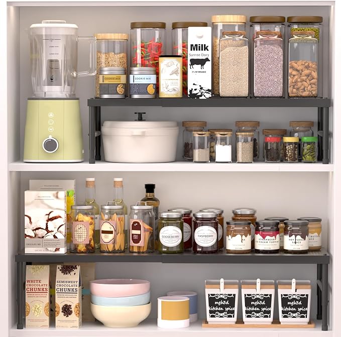 2 Pack Expandable adjustable stackable kitchen cabinet organizer,spice rack - Image 9