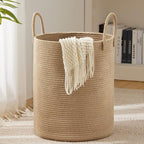 Woven Rope Laundry Hamper Basket by YOUDENOVA, 72L Tall Luandry Basket, Baby Nursery Hamper for Blanket Storage in Bedroom-Large-Jute by YOUDENOVA