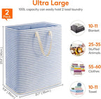 Lifewit 2 Pack Laundry Basket 100L Each, Collapsible Clothes Hamper with Reinforced Handles, Freestanding Waterproof Design for Bedroom and Laundry Room, Pink&Blue 200L Total - Image 4
