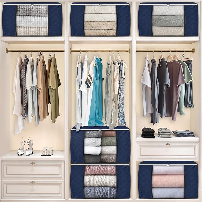 Fab totes 90L Clothes Storage, Foldable Thick Fabric Blanket Storage Bags | Foldable Containers with Zippers,Window and Handles for Organizing Bedroom, Closet, Comforter, Bedding,Dorm essentials - Image 7