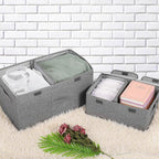 2 Pack Large Storage Boxes with Lids and Handles, Collapsible Linen Storage Bins Organizer Containers Baskets Cube with Removable Divider for Home Bedroom Closet Office (Pink, Small) - Image 4